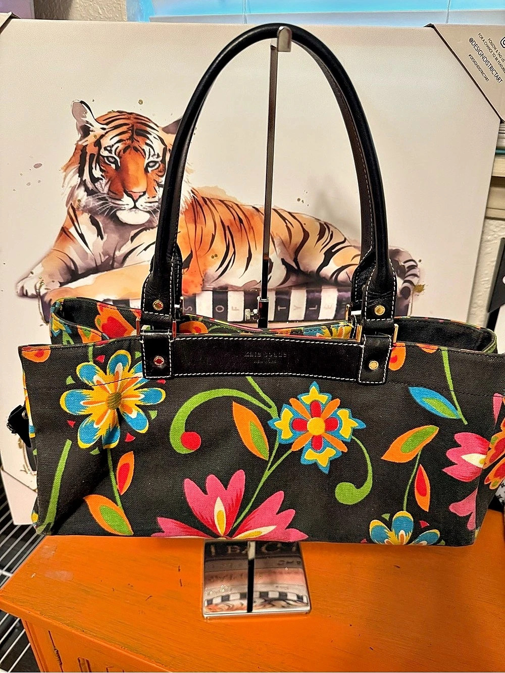 Kate Spade Vintage Canvas Floral Tote in Black & Multicolor